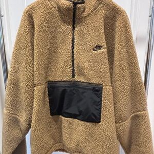 Nike Beige Sherpa Fleece with Navy Logo